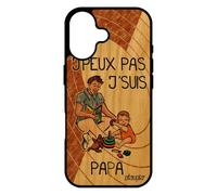 utaupia Coque de Protection pour iPhone 17 en Bois Silicone j'peux Pas j'suis Papa Original Humour Enfant Marron Cadeau Fete des Peres