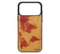 utaupia Coque de Protection pour iPhone 17 Pro Max Bois Naturel Silicone Carte Monde Texture Pays Atlas planete Motif Terre Artisanat Rose