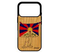 utaupia Coque Drapeau Tibet tibetain pour iPhone 17 Pro en Bois Silicone Bouddhisme Rigide Zen de Protection Etui Bouddha Asie