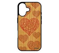 utaupia Coque en Bois pour iPhone 17 et Silicone cœur Amitie Amour Cadeau Saint Valentin Mobile Femme Antichoc Motif Original Housse Rouge