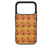 utaupia Coque en Bois pour iPhone 17 Pro et Silicone Ancre Rose Antichoc Telephone Cadeau de Noel de Bateau Femme Marine Artistique Design
