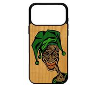 utaupia Coque en Bois pour iPhone 17 Pro Max Silicone Joker Design de Protection Horreur Solide Motif Clown Gel Noir Visage Pas Cher