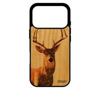 utaupia Coque en Bois pour iPhone 17 Pro Silicone cerf Smartphone Nature Foret Motif Animal Jolie Telephone Brame Faon Portable biche Noir