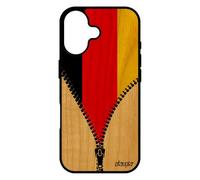 utaupia Coque en Bois pour iPhone 17 Silicone Drapeau Allemagne Allemand Foot Housse Coupe du Monde Coupe d'europe Mobile de Made in France