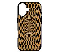 utaupia Coque en Bois pour iPhone 17 Silicone Illusion d'optique Bicolore Geometrie Dessin Mirage Noir Noir et Blanc Antichoc Carreaux Gel