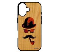 utaupia Coque en Bois pour iPhone 17 Silicone Monsieur Moustache GRAF Vintage Peinture Homme Portable Gel Pas Cher Street Art Antichoc