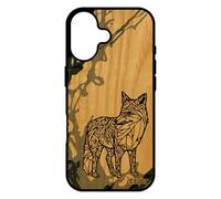 utaupia Coque en Bois Renard pour iPhone 17 Silicone Tatouage Polaire Pas Cher Ethnique Noir Animaux Dessin de Protection Femme 4G TPU Gris