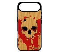 utaupia Coque en Bois Silicone pour iPhone 17 Air Tete de Mort os Noir Masque Rouge epouvante TPU Homme frêne Squelette Biker Techno Design