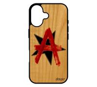 utaupia Coque en Bois Silicone pour iPhone 17 Anarchie Motif Telephone Logo Housse Noir Cover Graff Revolution Punk ni Dieu ni Maitre Rock