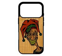 utaupia Coque en Bois Silicone pour iPhone 17 Pro Joker Motif Orange Noir personnalisé Telephone Dessin BD Drole Smile Horreur Clown Comics