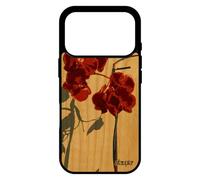 utaupia Coque en Bois Silicone pour iPhone 17 Pro orchidée Fleur Jolie Plante Rigide Femme Rouge Portable Original Love Tropical Telephone
