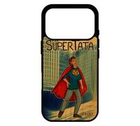 utaupia Coque en Bois Silicone pour iPhone 17 Pro Super Tata Heros Bleu Enfant Telephone Comics Portable Humour Smartphone Antichoc de