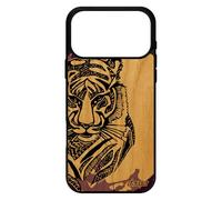 utaupia Coque en Bois Silicone Tigre Antichoc pour iPhone 17 Pro Max feroce azteque Ethnique Mobile predateur Fauve Dessin Housse Violet de