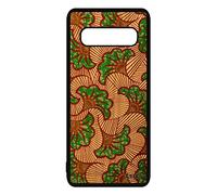utaupia Coque en Vrai Bois Wax pour Samsung S10 Silicone Fantaisie Vert Tissu Afrique Motif Smartphone Etui Noir Ethnique Bumper Africain Galaxy