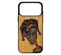utaupia Coque Joker pour iPhone 17 Pro Max Bois Silicone Clown Humour Bande dessinée Gris 512 Go frêne Horreur Visage Etui Made in France