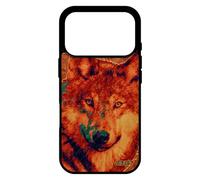utaupia Coque Loup pour iPhone 17 Pro en Bois et Silicone Design Noir Animal Case Animaux louve Telephone Mobile predateur Texture Dessin