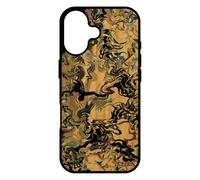 utaupia Coque marbre de Protection pour iPhone 17 en Bois Silicone Case TPU Peinture Bleu Rigide Telephone Fond Dessin Cadeau ondulé