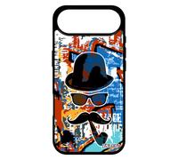 utaupia Coque Monsieur Moustache pour iPhone 17 Air Silicone Rigide Antichoc Street Art Peinture Pipe Telephone Housse Orange Chapeau Melon