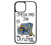 utaupia Coque pour Apple iPhone 13 Mini Silicone j'peux Pas J'Ai la flemme Drole Humoristique Noir 128 Go Texte Blanc fatigué Made in France