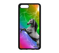 utaupia Coque pour Honor View 10/V10 Silicone Cheval Poney Poulain Telephone Eclair Design Cover Animal Etui Animaux Arc en Ciel Orage Jaune