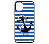 utaupia Coque pour iPhone 11 Silicone Ancre Portable Corde Ligne Fantaisie rayé Chaine 4G Marine Marin Bleu marinière Made in France