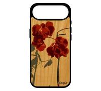 utaupia Coque pour iPhone 17 Air en Bois Silicone orchidée Fleur Peinture Rouge 1000 Go Rigide Jolie Housse Dessin Femme de Protection