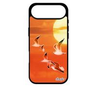 utaupia Coque pour iPhone 17 Air en Silicone Oiseaux mouettes Nature mer Animaux Bumper Ciel couché de Soleil Orange Design Smartphone Noir