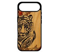utaupia Coque pour iPhone 17 Air en Vrai Bois Silicone Tigre Ethnique Marron de Protection Bumper Telephone Housse Fauve Tribal Bengal
