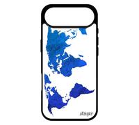 utaupia Coque pour iPhone 17 Air Silicone Carte Monde Case Pays Etui Motif Atlas Globe Souple Bumper Aluminium planete Terre Original Bleu