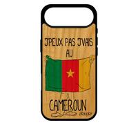 utaupia Coque pour iPhone 17 Air Vrai Bois Silicone j'peux Pas j'vais au Cameroun Coupe d'afrique Bumper jo Humour Football