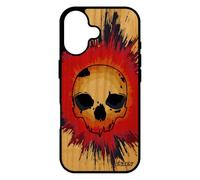 utaupia Coque pour iPhone 17 Bois Naturel Silicone Tete de Mort Noir Tattoo Orange Masque personnalisé coloré Rock Crane Bumper Biker