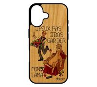 utaupia Coque pour iPhone 17 Bois Silicone Humour j'peux Pas j'dois Garder Mon Lama Telephone Comique Cartoon Motif Bande dessinée Noir Je