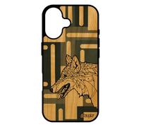 utaupia Coque pour iPhone 17 Bois Silicone Loup Dessin Chien Gris Femme Graphique 4G Telephone cubique geometrique Case de Made in France