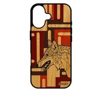 utaupia Coque pour iPhone 17 Bois Silicone Loup geometrique azteque Noir Homme Tribal Noir et Blanc Dessin Portable Cube mechant Chien