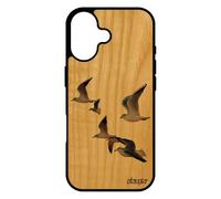 utaupia Coque pour iPhone 17 Bois Silicone Oiseaux mouettes Housse Portable Nature Unique Design Marin Mobile Marron Animaux mer Telephone