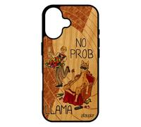utaupia Coque pour iPhone 17 Bois veritable Silicone no Prob Lama Noir Llama Drole Humoristique Dessin Cartoon 4G probllama Animaux Humour