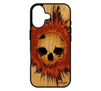 utaupia Coque pour iPhone 17 en Bois et Silicone Tete de Mort Cover Squelette personnalisé Vintage Marron Hardrock Metal Halloween Emo