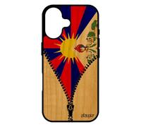 utaupia Coque pour iPhone 17 en Bois Silicone Drapeau Tibet tibetain Housse Bouddha Portable Zen Bouddhisme Asie frêne Mobile