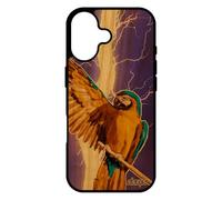utaupia Coque pour iPhone 17 en Bois Silicone Perroquet Orage Tropical Perruche Portable Design Pas Cher Eclair Violet Rigide Animaux Case