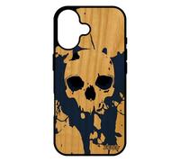 utaupia Coque pour iPhone 17 en Bois Silicone Tete de Mort epouvante Cadeau d'anniversaire Tatouage Gothique Crane 4G Graffitti Noir