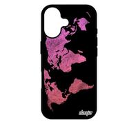utaupia Coque pour iPhone 17 en Silicone Carte Monde Metal de Protection Pays geographie Effet Globe Jolie Atlas Terre Rose planete Motif