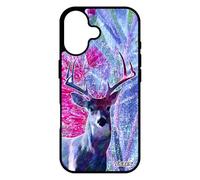 utaupia Coque pour iPhone 17 en Silicone cerf Fleurs Dessin Nature Animal Design Foret gibier Case Brame Faon Housse biche Rigide Bleu