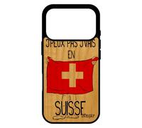 utaupia Coque pour iPhone 17 Pro Bois et Silicone j'peux Pas j'vais en Suisse Foot Humour Drapeau Telephone Euro Case Cover personnalisé jo
