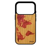 utaupia Coque pour iPhone 17 Pro Bois Silicone Carte Monde Etui Globe Housse Atlas Pays Terre Mobile Solide Texture Rose Design Unique