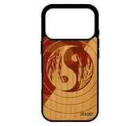 utaupia Coque pour iPhone 17 Pro Bois Silicone Yin et Yang Smartphone Cover Rond Cadeau de Noel Art Marron Couleur Dessin Ying Femme Yoga