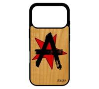 utaupia Coque pour iPhone 17 Pro en Bois Silicone Anarchie Cadeau Revolution Logo Etoile Noire Urbain Housse Mobile Rouge Rock Dessin Punk