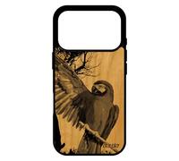 utaupia Coque pour iPhone 17 Pro en Bois Silicone Perroquet Oiseau Animaux de Protection Noir frêne Animal Nature Tropical Rigide Gris