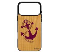 utaupia Coque pour iPhone 17 Pro Max Bois Silicone Ancre Pas Cher de Protection marinière Femme de Bateau Smartphone Corde rayé Marine nœud