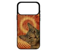 utaupia Coque pour iPhone 17 Pro Max Bois Silicone Chat 4G Design Mandala Chaton Minou felin Animal Case Animaux Orange Noir lolcat Texture