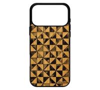utaupia Coque pour iPhone 17 Pro Max Bois Silicone Design Carreau Motif Bumper marbre Noir Telephone Texture Losange Rigide Gris Housse de